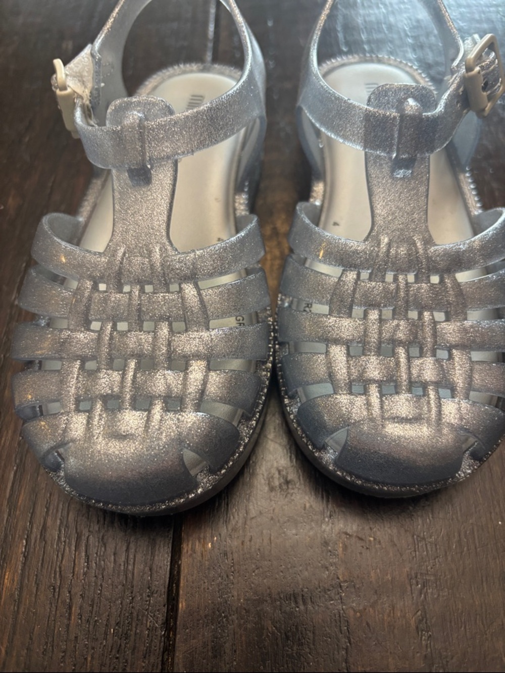 Mini Melissa Metallic Silver Glitter Jelly Sandals - Picture 3 of 10